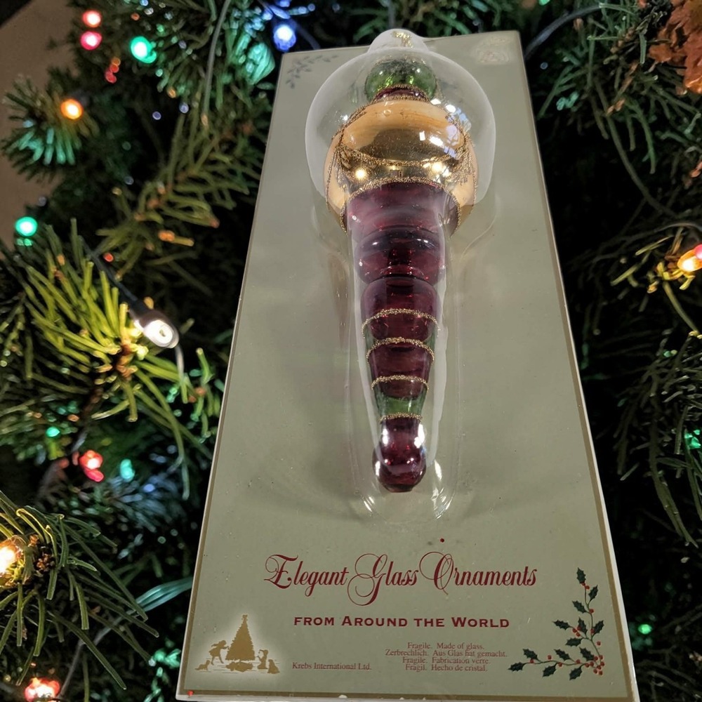 Krebs International Elegant Glass Ornament Spire Finial Germany Around The World